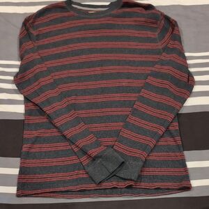 St. John's Bay Red Black Long Sleeve Sweater Large Ribbed